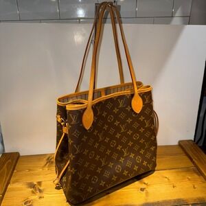 2008 Louis Vuitton Neverfull M/M Monogram Leather Trim Tote Shoulder Bag AR0068